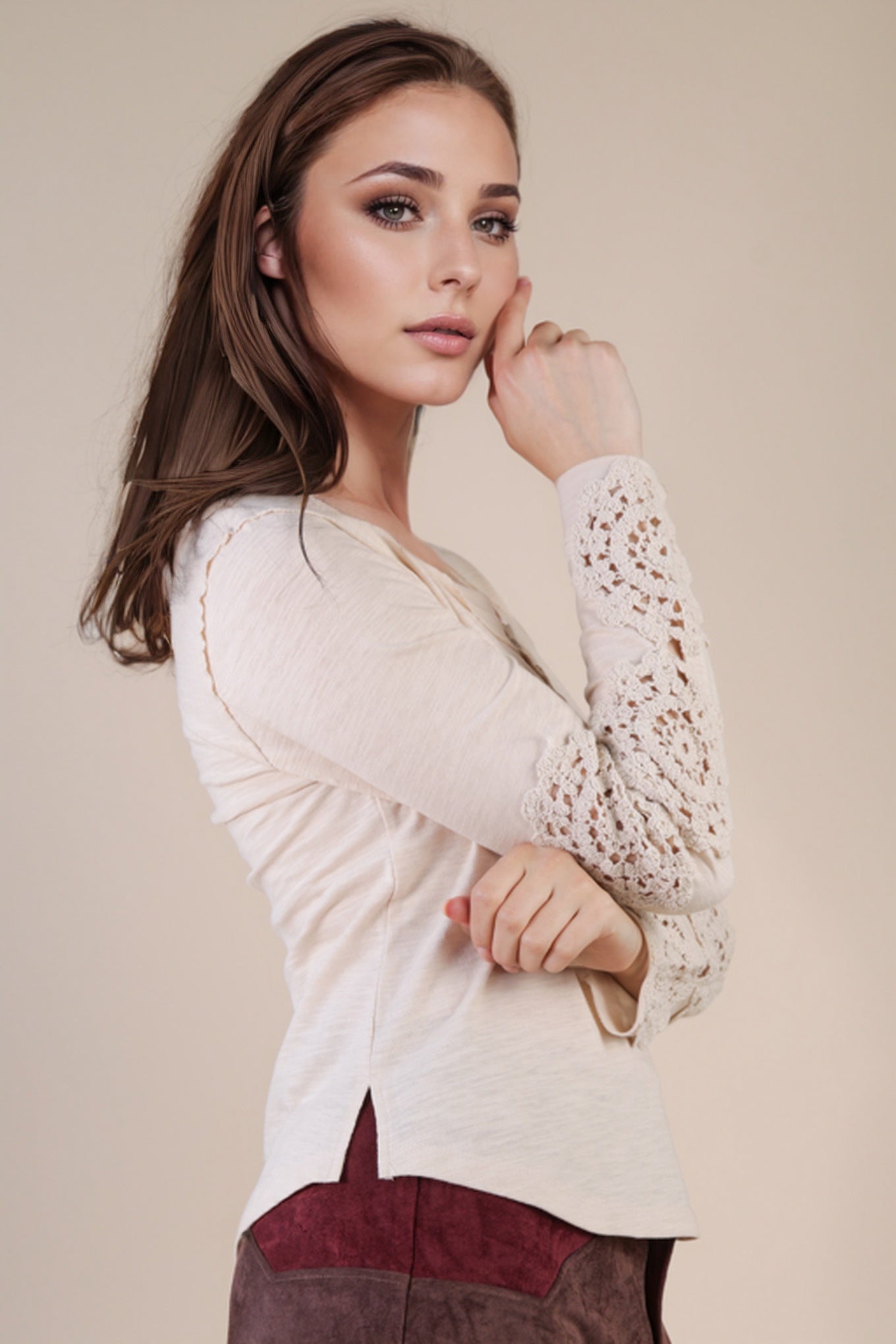Very J Crochet Sleeve Henley