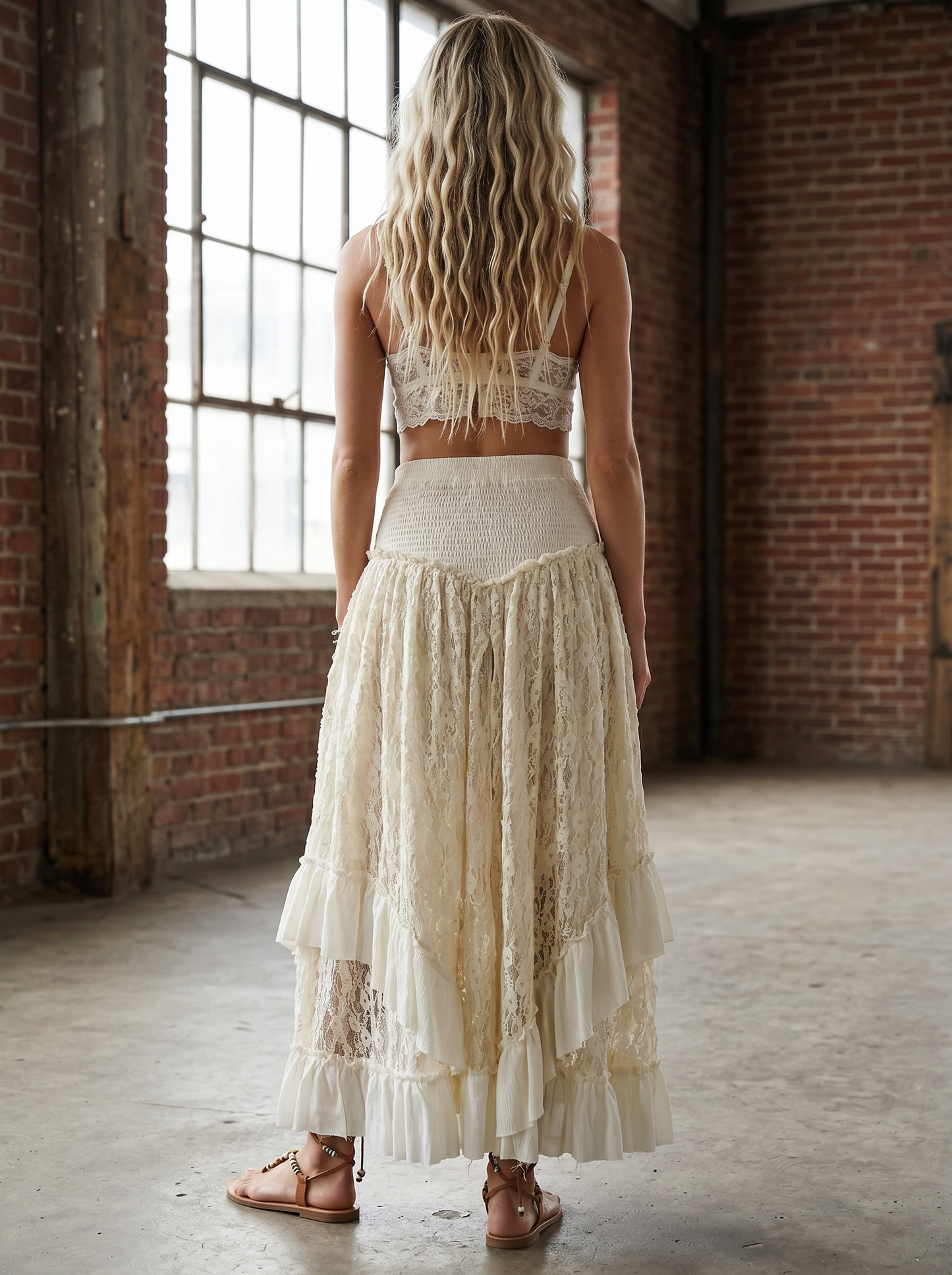 POL Lace Contrast Print Skirt