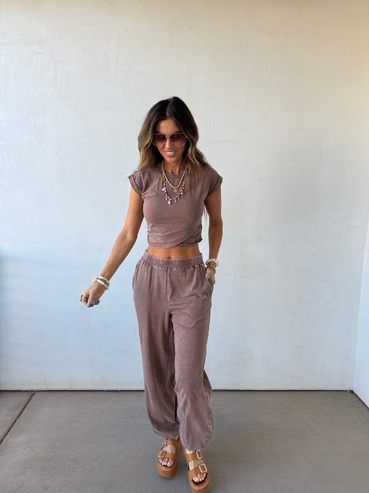 Washed Crop Top & Jogger Set