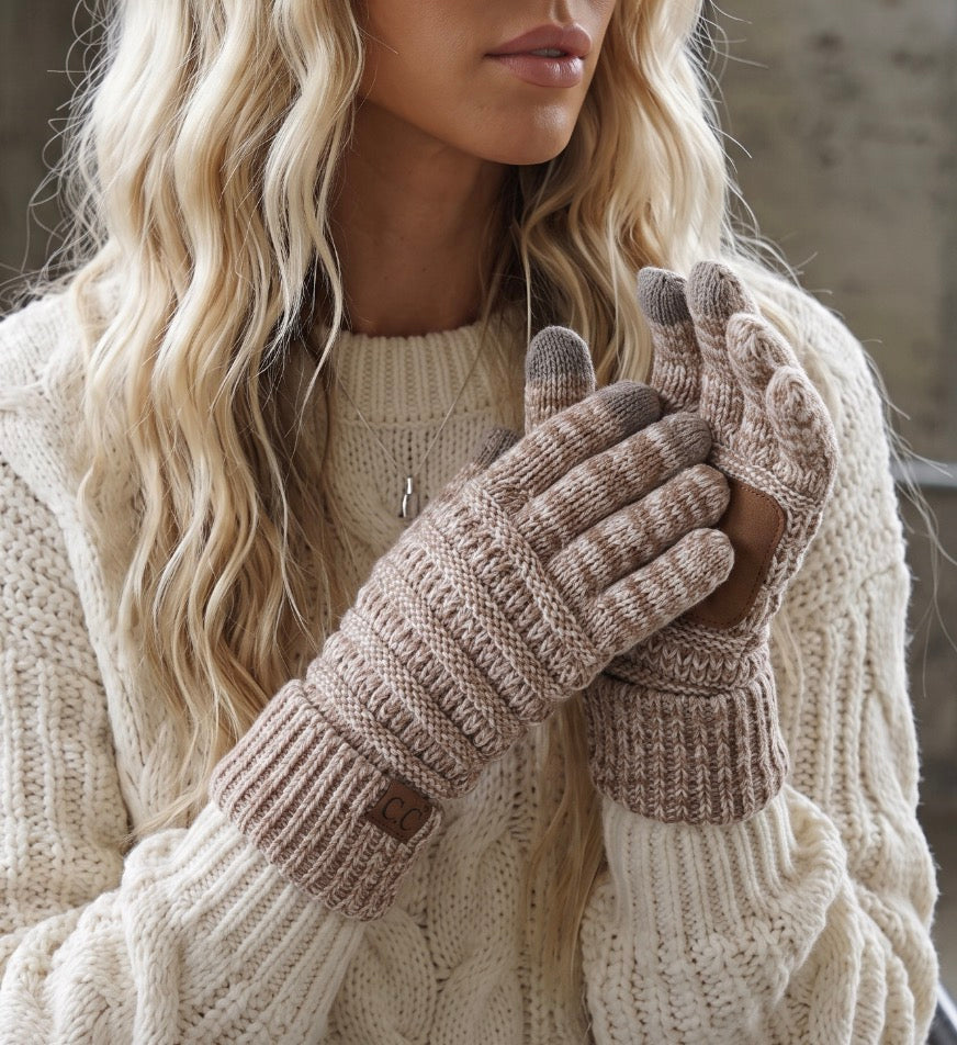 C.C Two Tone Touch Screen Gloves