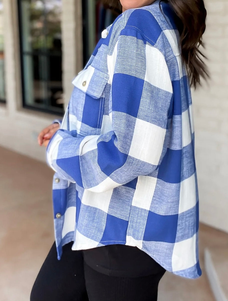 Lightweight Plaid Button Down Top