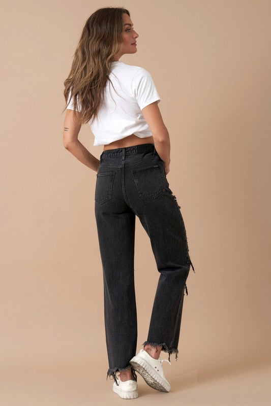 Flip Waist Straight Leg Jeans