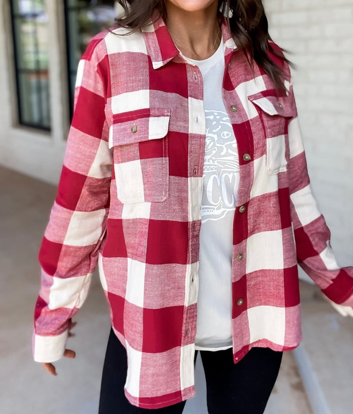 Lightweight Plaid Button Down Top