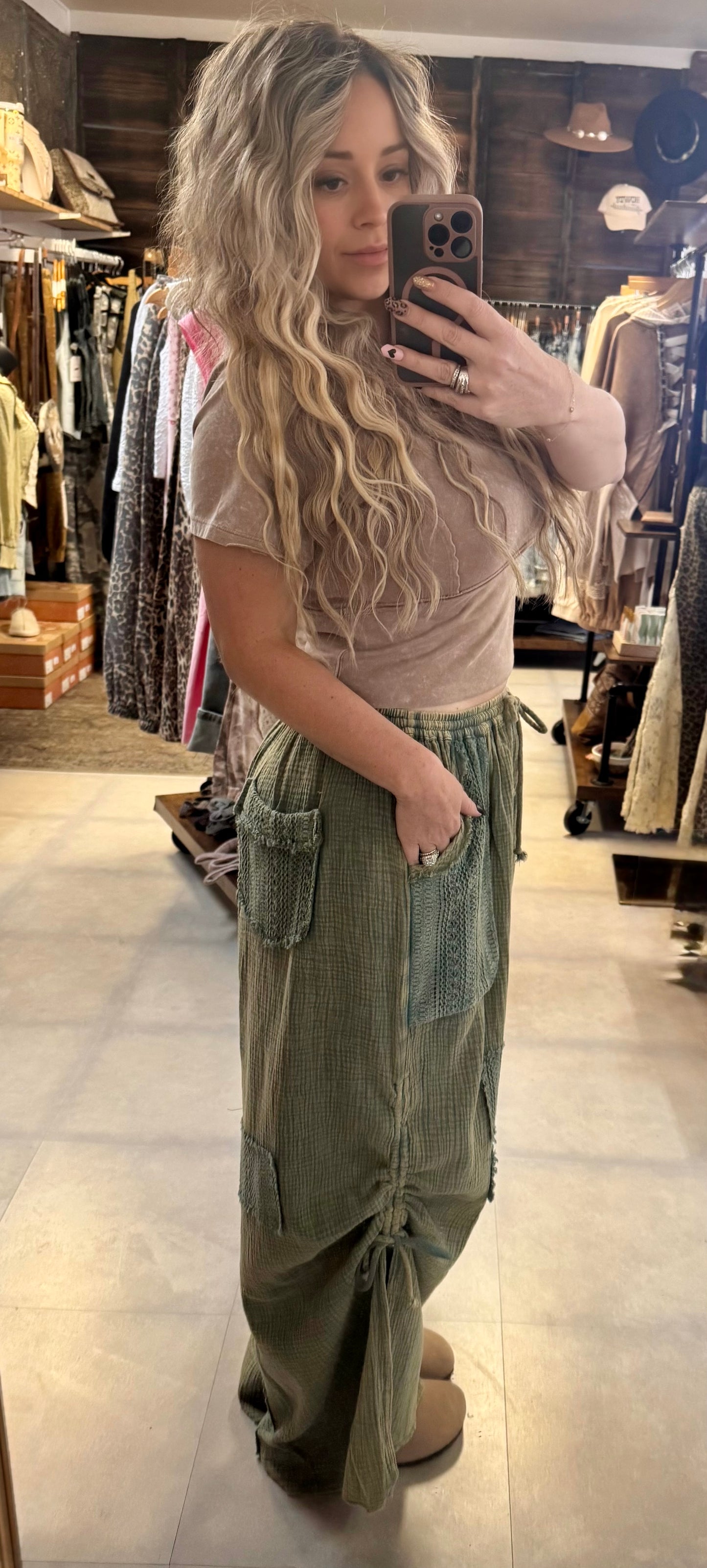 Bluevelvet Patchwork Cinched Pants