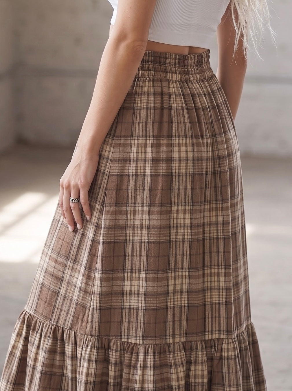 Plaid Button Down Maxi Skirt