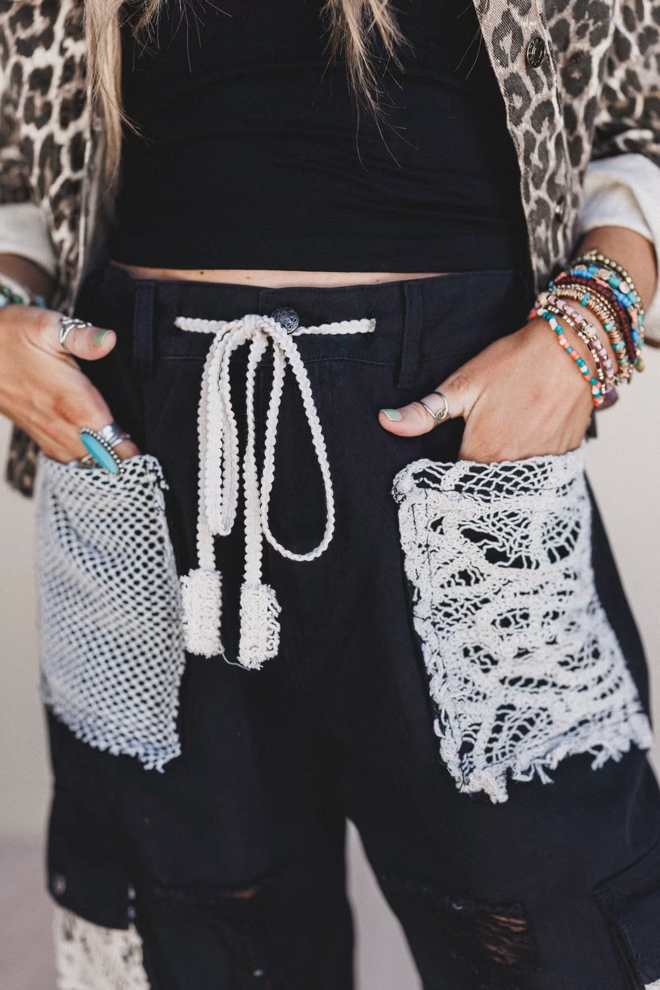 POL Black Distressed Jogger