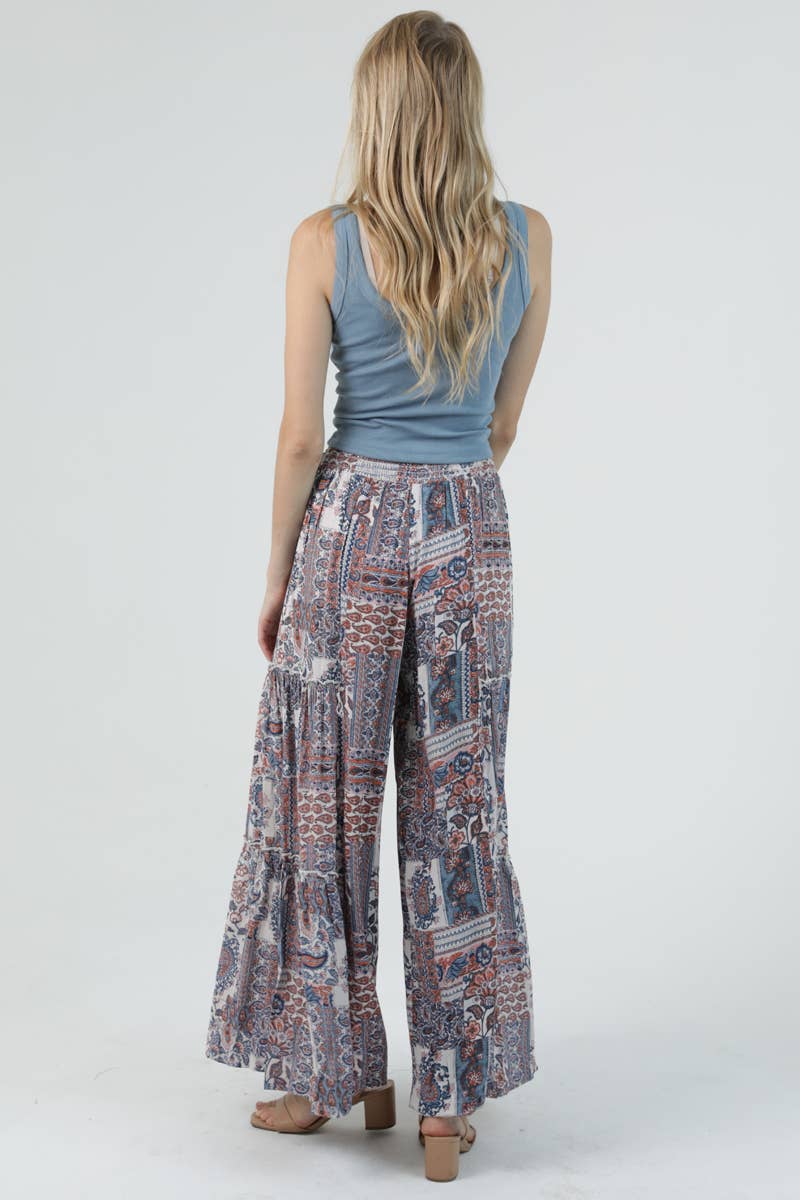 25T06-WA52 FLORAL WIDE LEG PANTS WITH RUFFLES