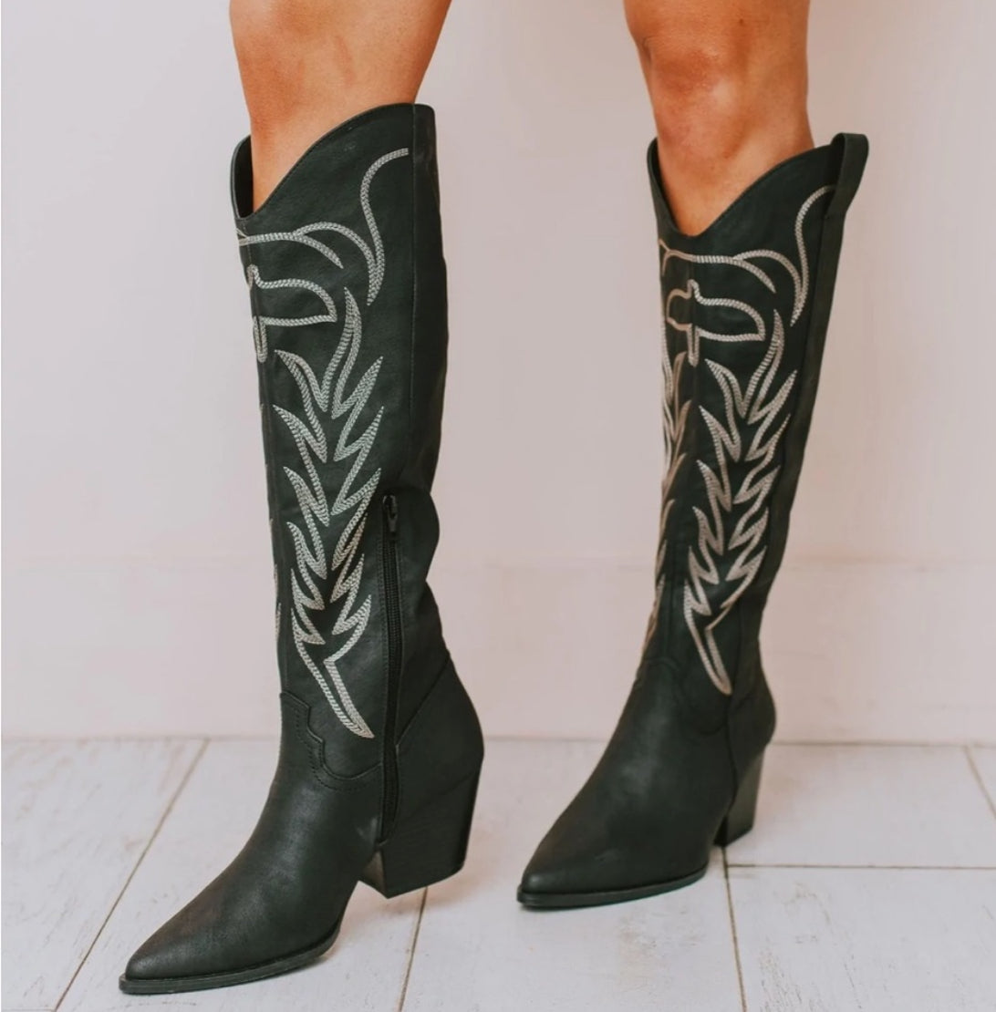 Tall Embroidered Cowgirl Boots