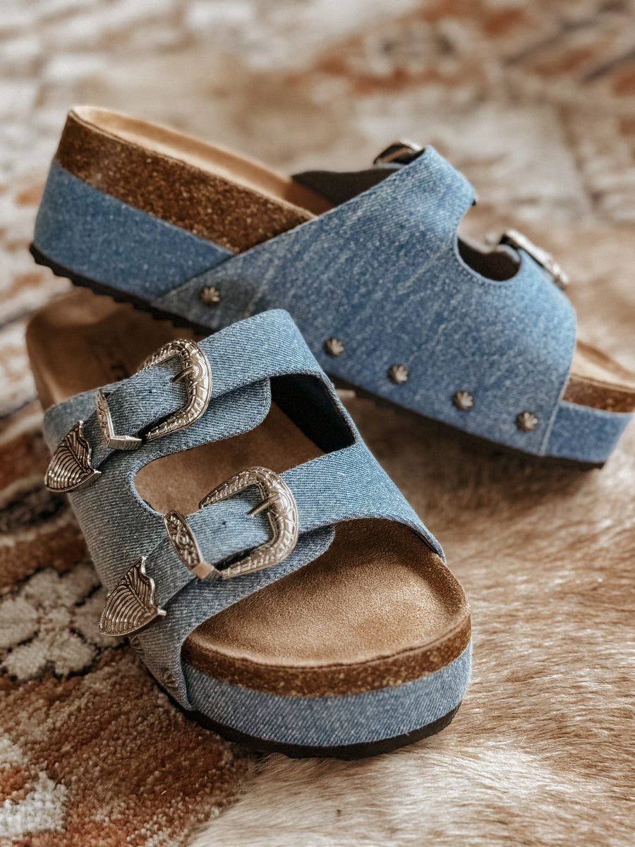 Two 2 Fly Co Denim Platform Sandals