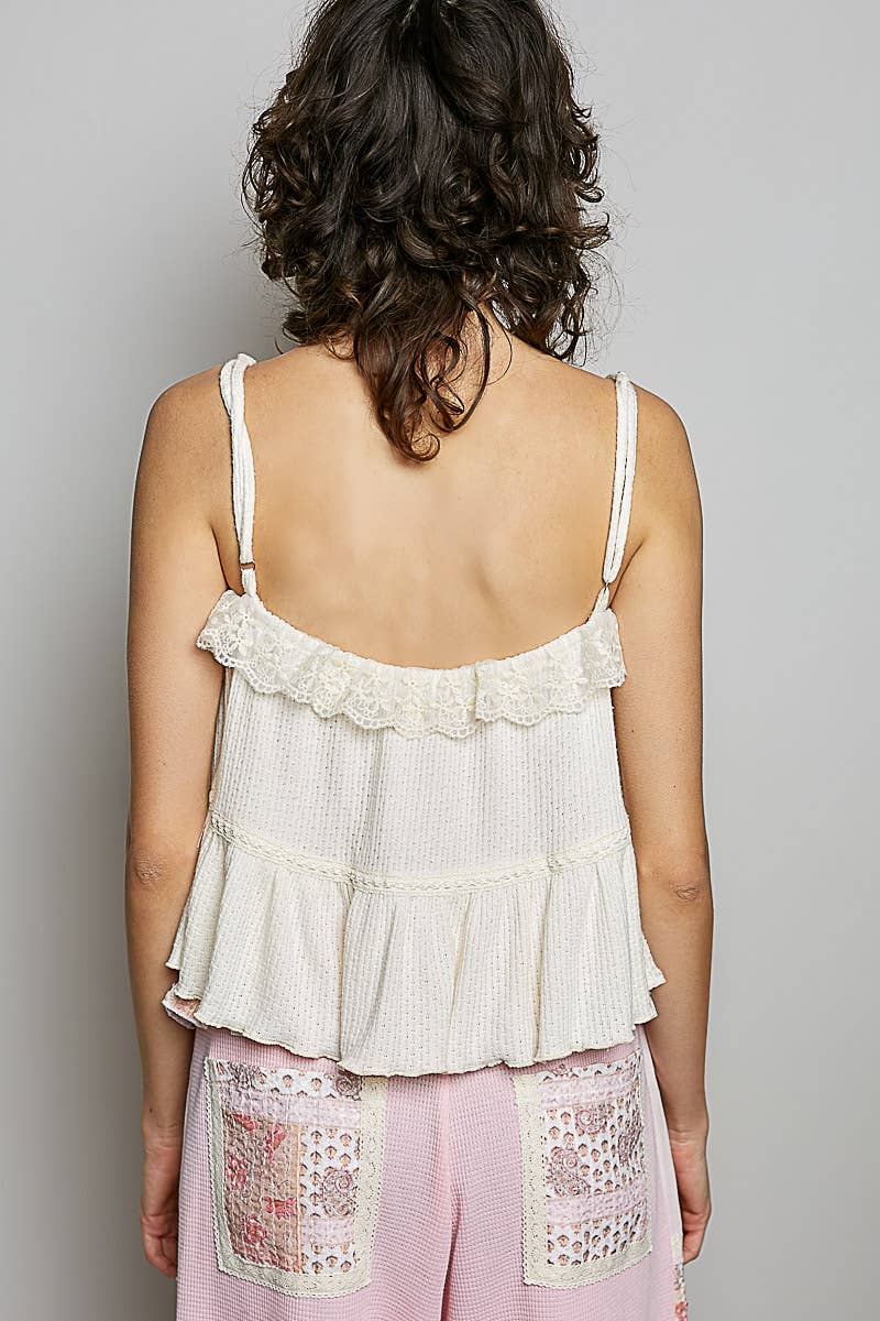 Romantic Lace Ruffle Tiered Cami Top