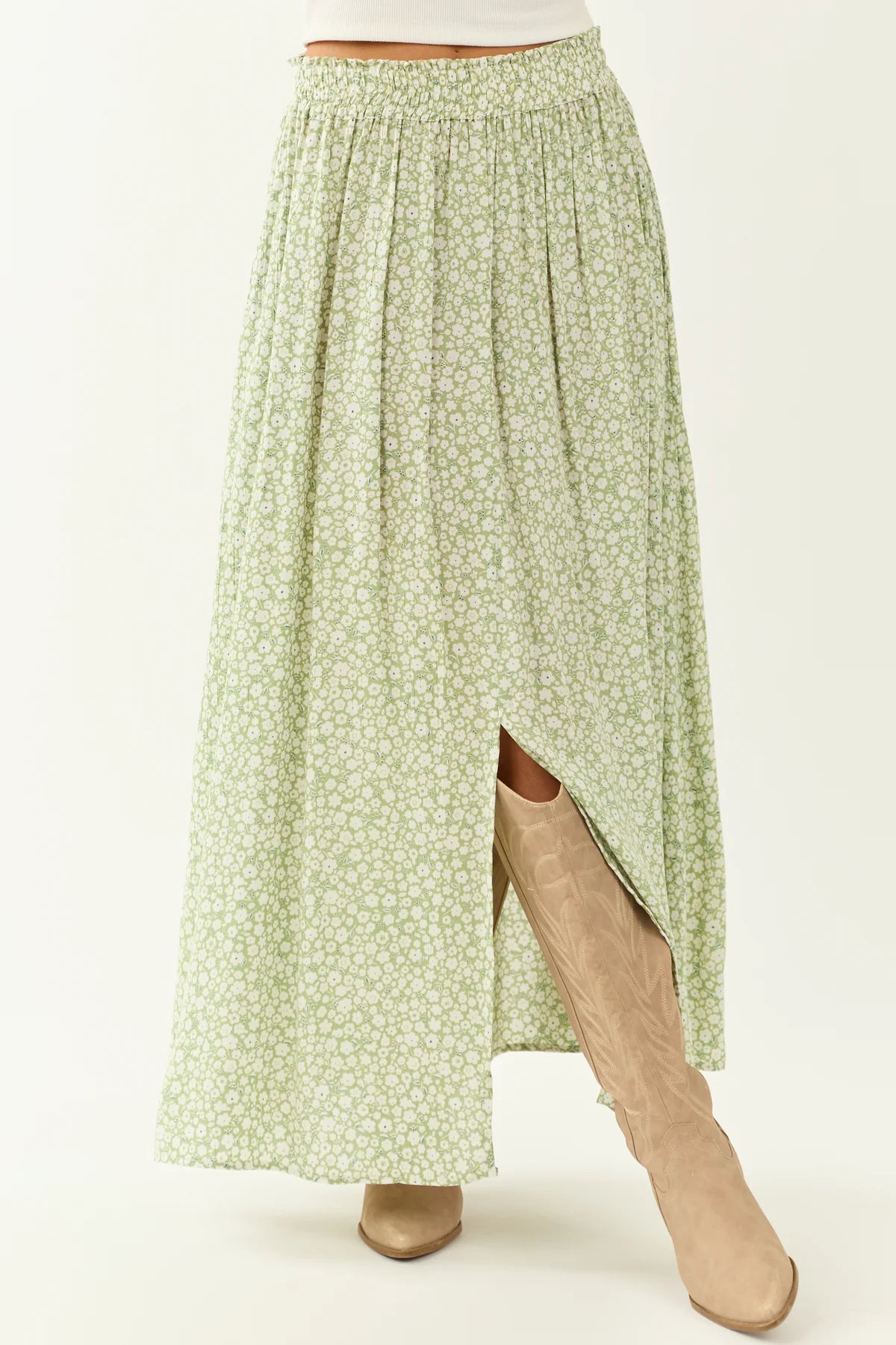 Angie Floral Slit Maxi Skirt