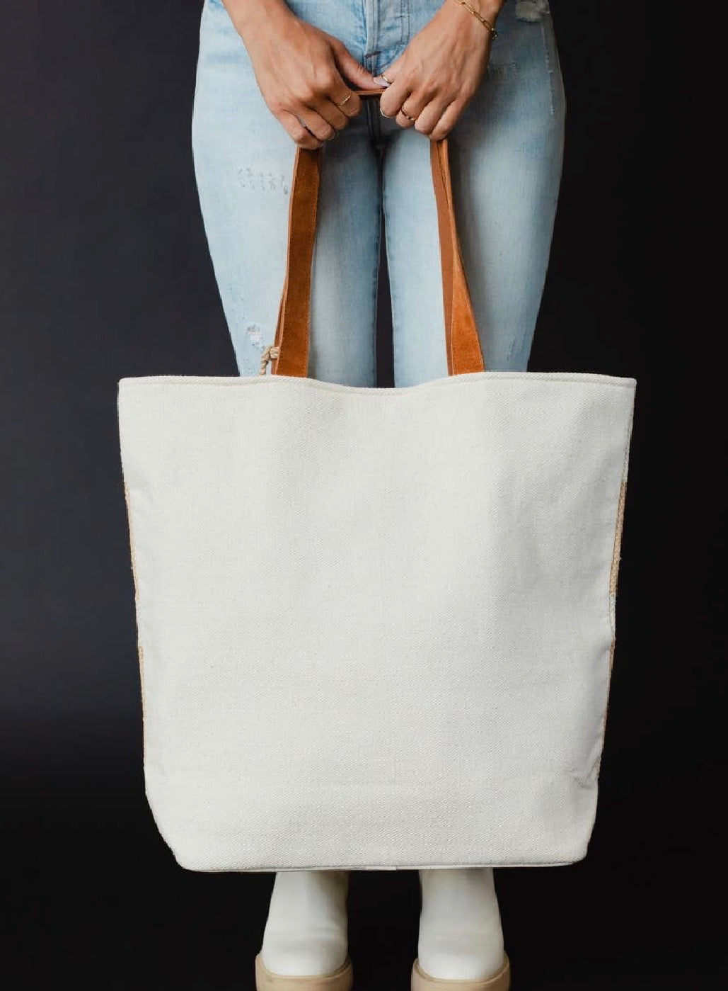 Cream & Tan Aztec Tote