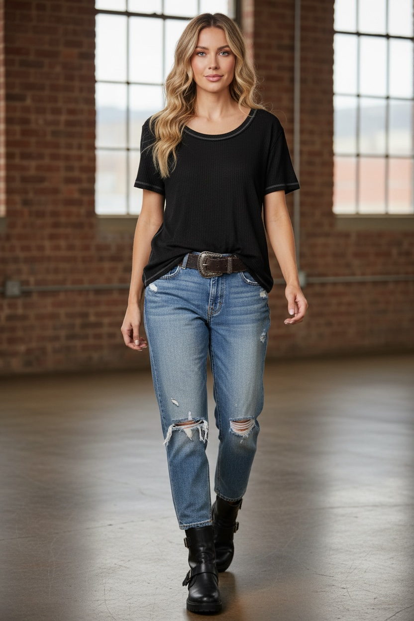 POL Contrast Stitch Tee