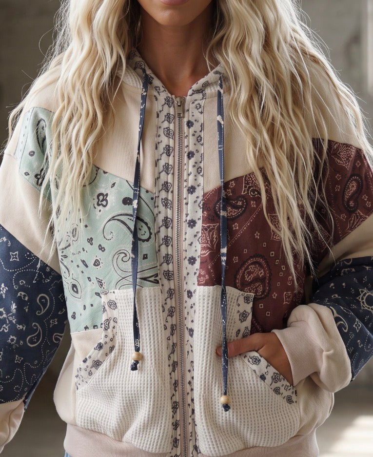 PREORDER - Paisley Patchwork Mixed Media Jacket