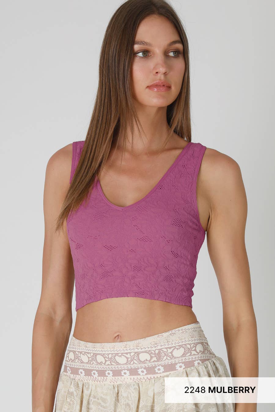 NS8309 -  Lace V Neck Tank Top