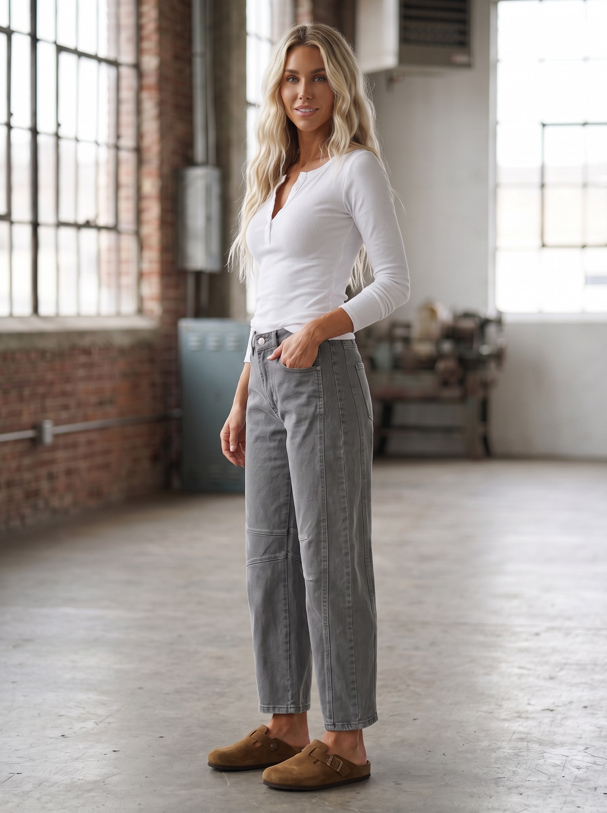 Washed Barrel Jeans