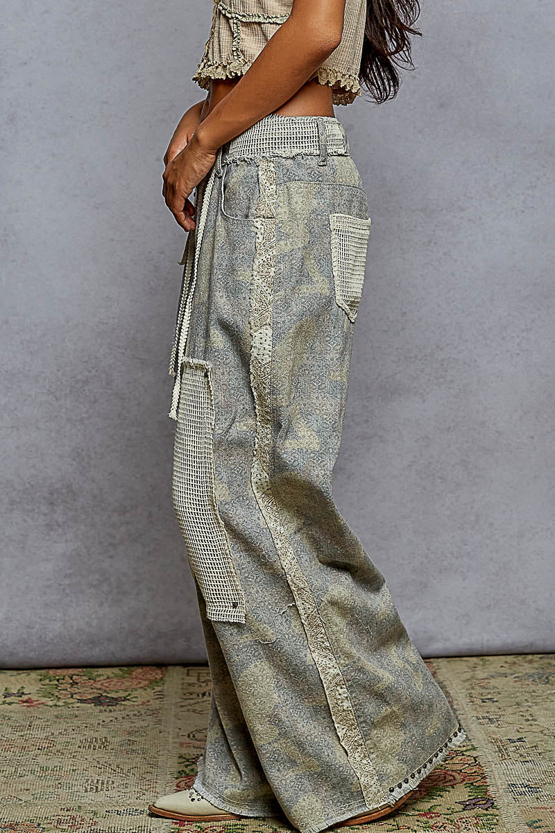 POL Wide Leg Patch Pants