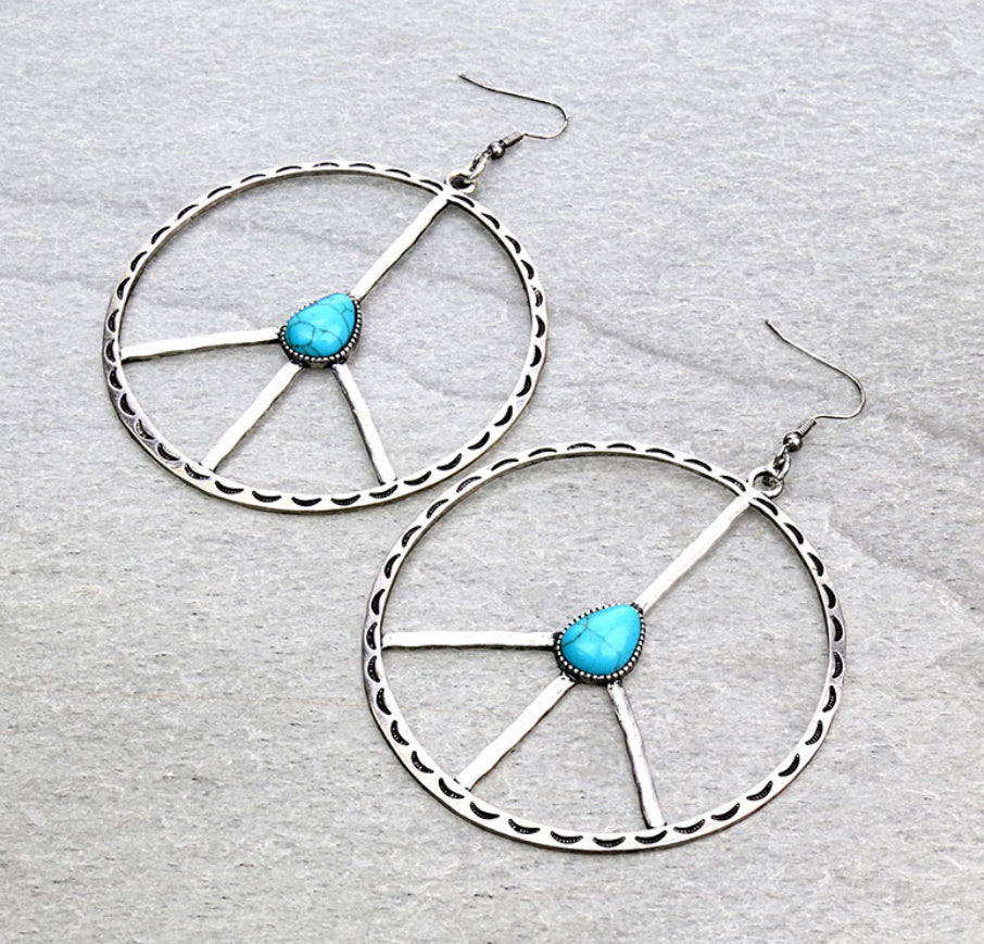 Peace Sign Turquoise Earrings