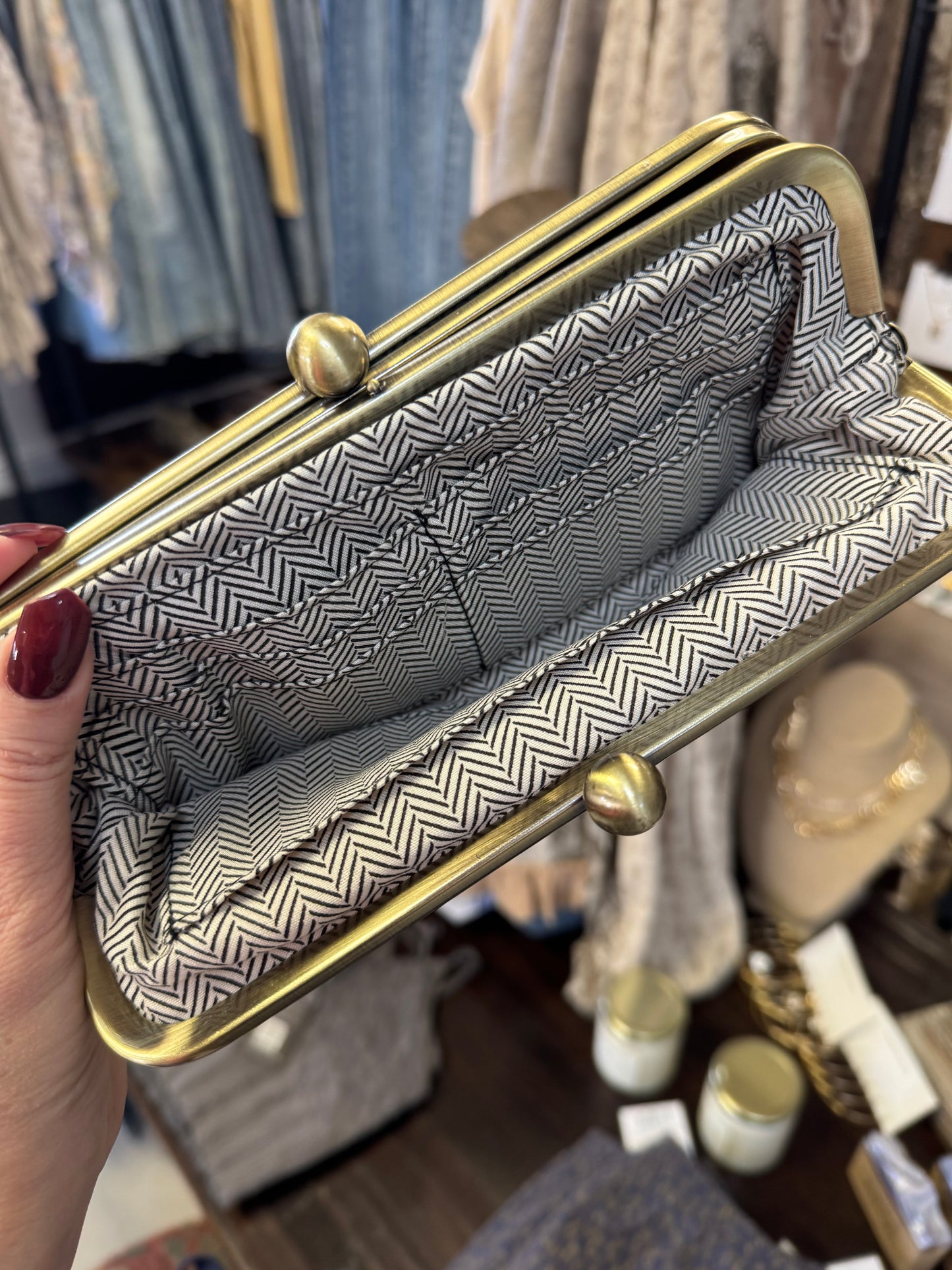 Karen Kiss Lock Clutch Bag