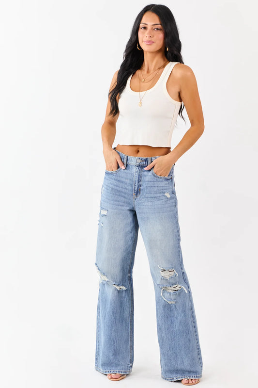 Cello High Rise Wide Leg Jeans