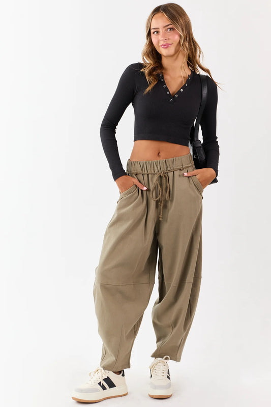 Very J Olive Barrel Pants