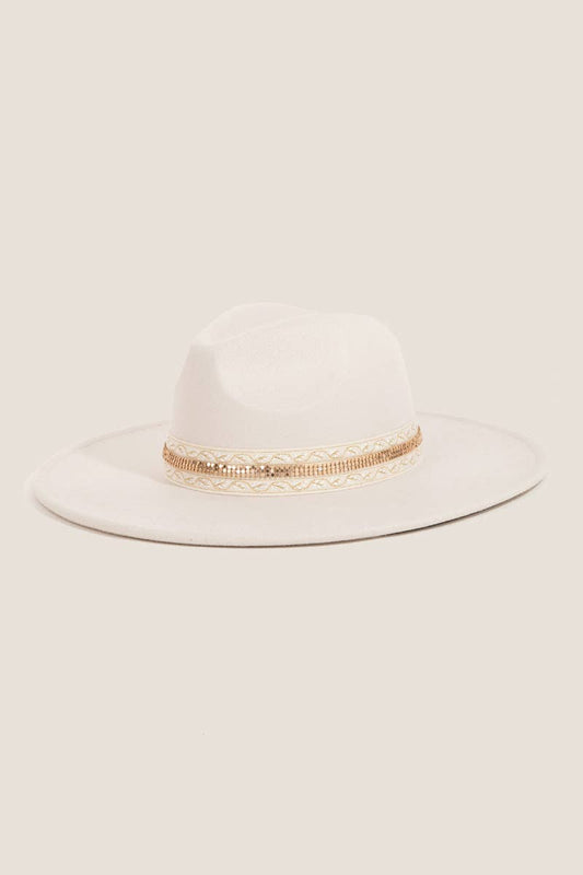 Embroidered Ribbon Bow Fedora Hat
