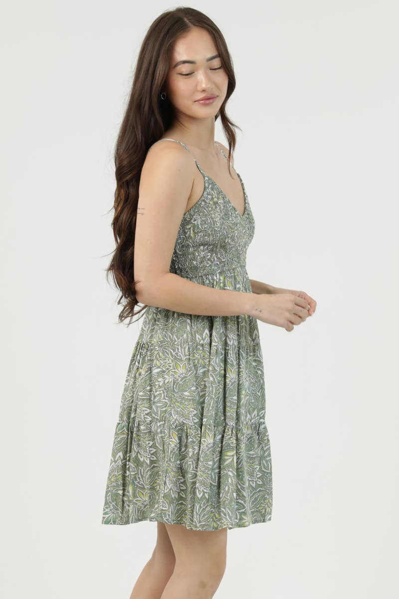 C4950-AA02 V NECK SMOCKED BUST SUNDRESS