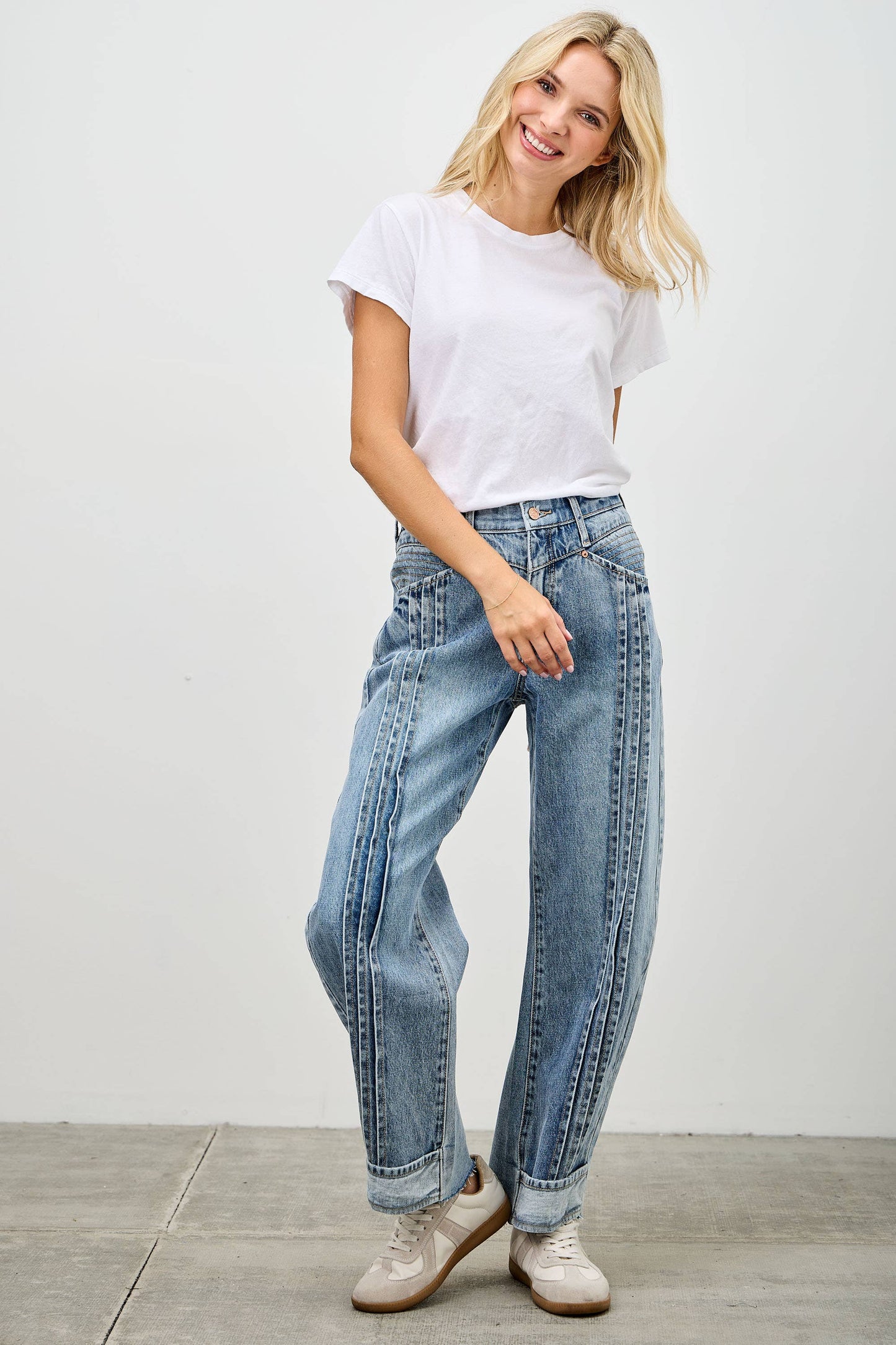 PREORDER- Saige Pleated Barrel Jeans