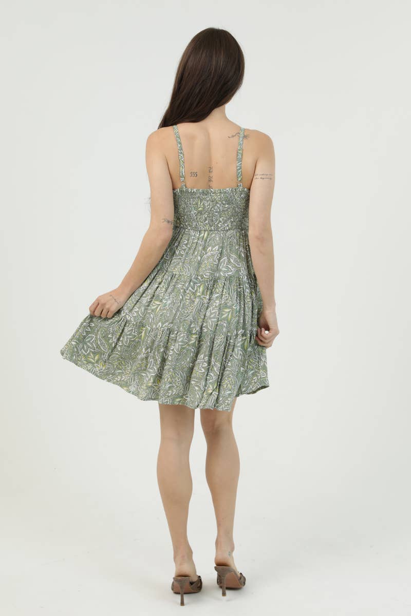 C4950-AA02 V NECK SMOCKED BUST SUNDRESS