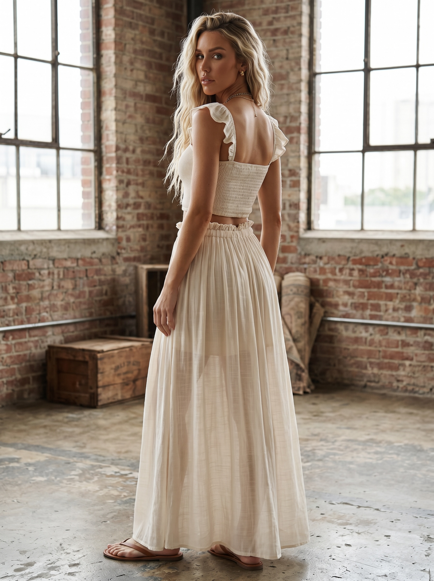 Smocked Top & Maxi Skirt Set