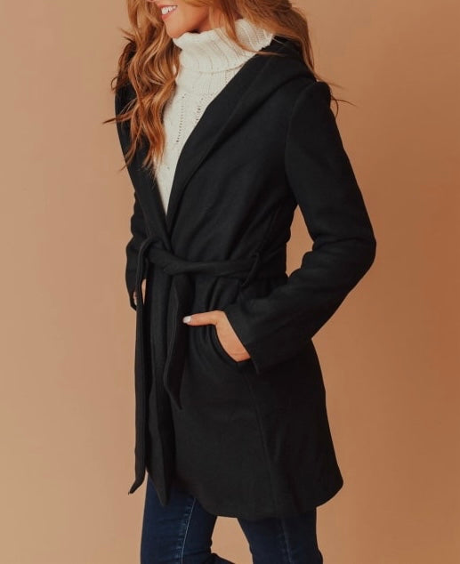 JQ Fleece Belted Hoodie Coat