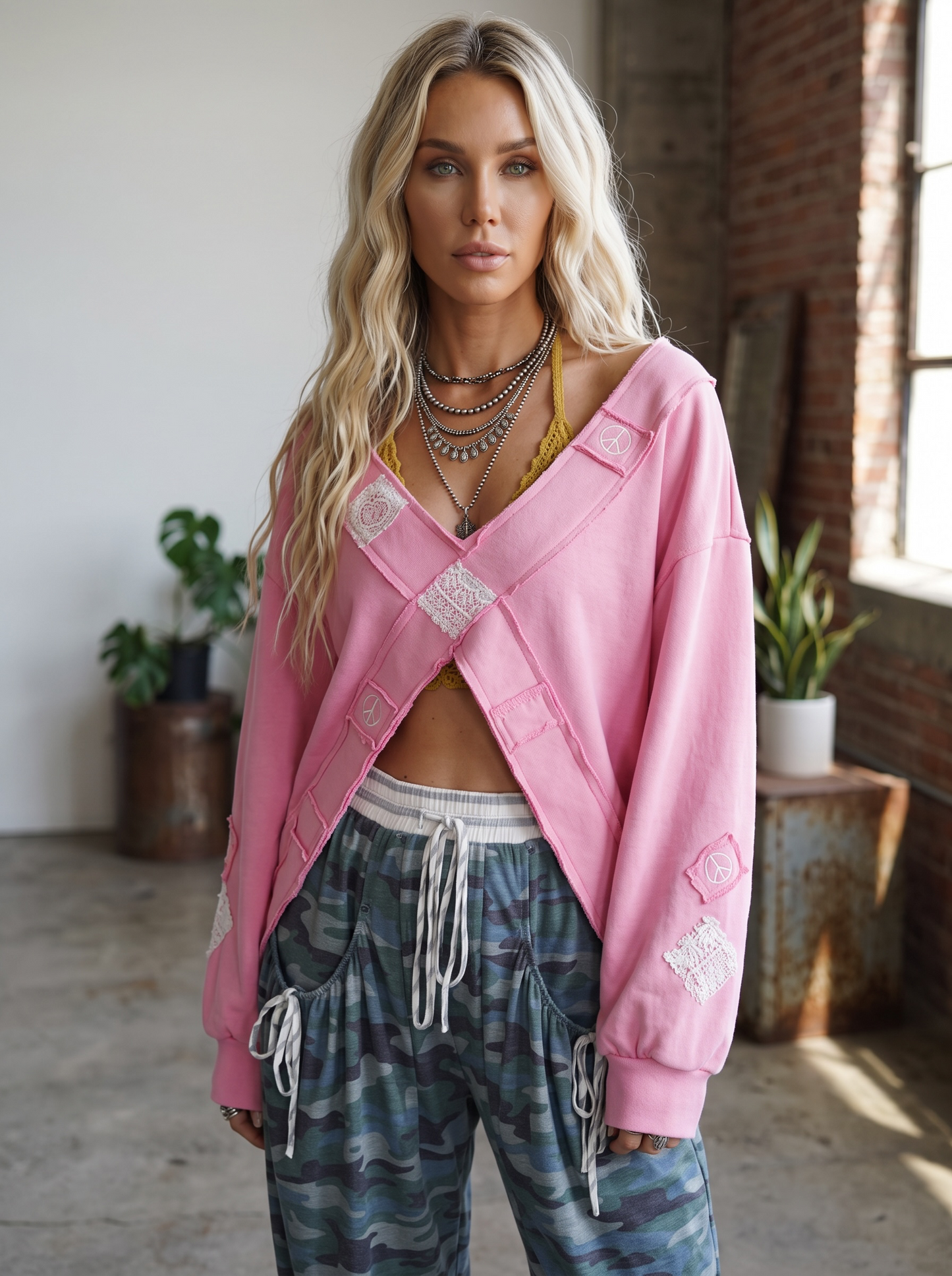 POL Patch Cross Cropped Sweatshirt