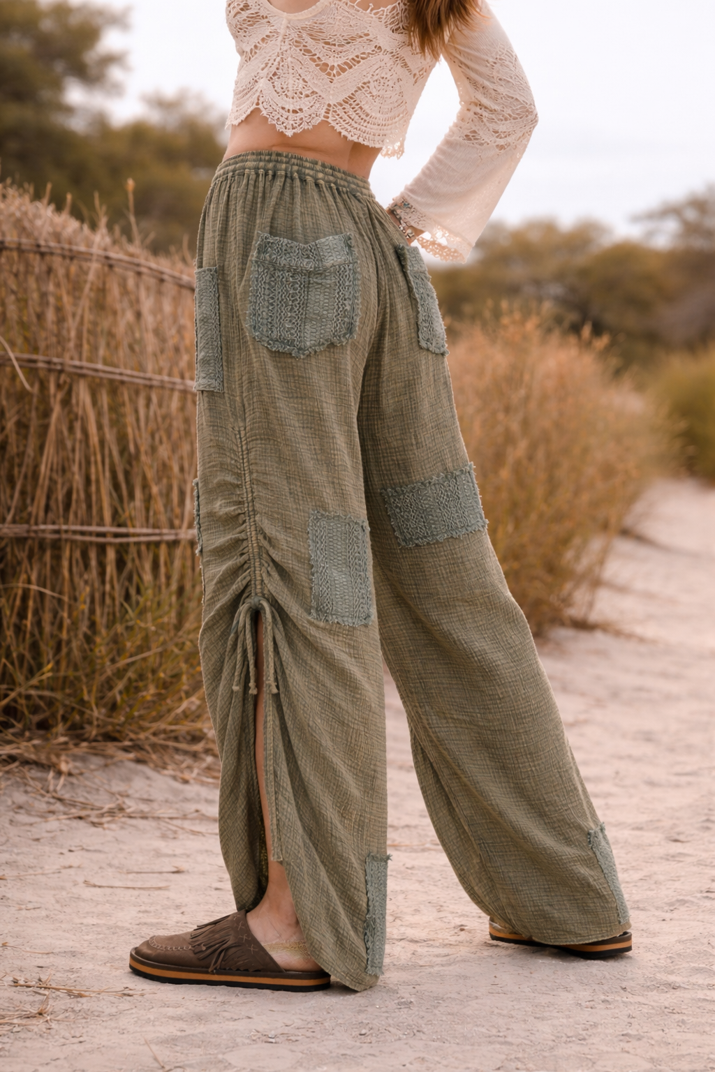 Bluevelvet Patchwork Cinched Pants