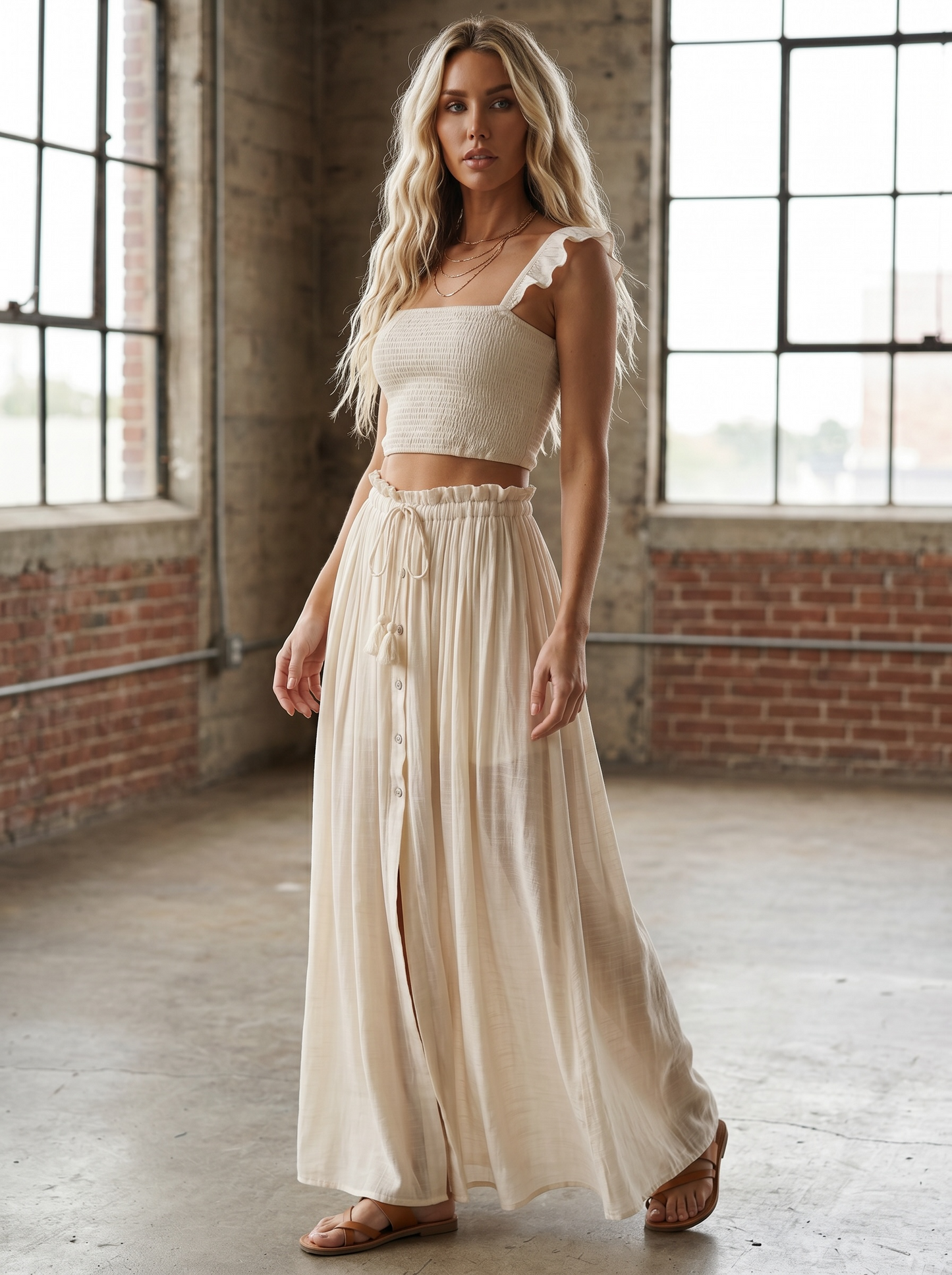 Smocked Top & Maxi Skirt Set