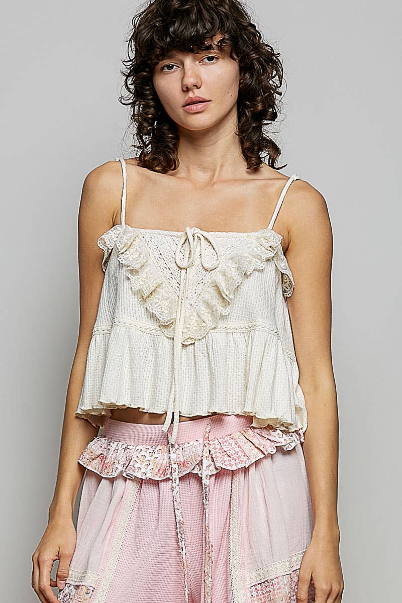 Romantic Lace Ruffle Tiered Cami Top
