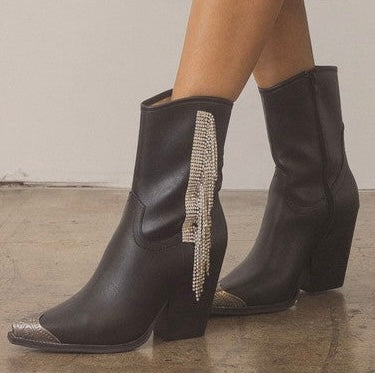 Oasis Society Rhinestone Fringe Booties