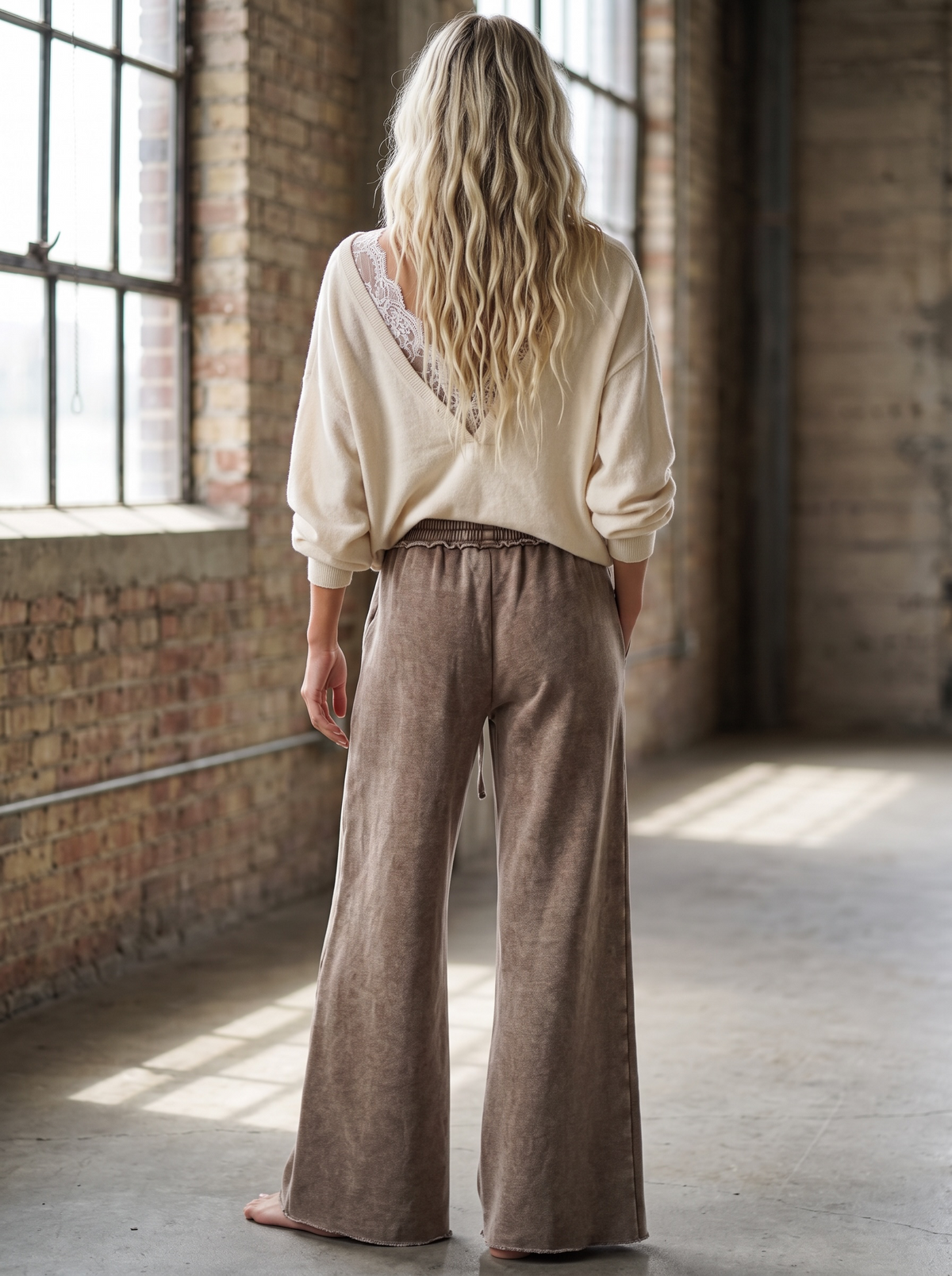 Acid Wash Wide Leg Pants