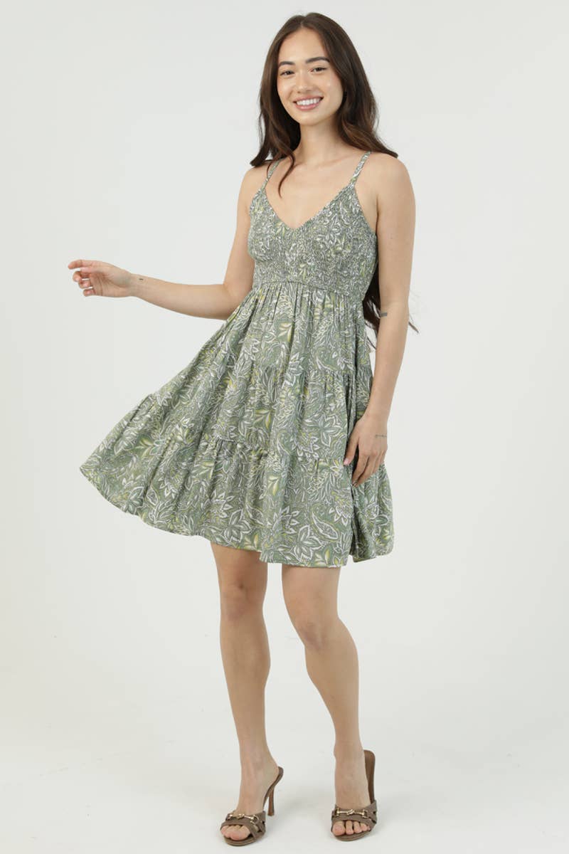 C4950-AA02 V NECK SMOCKED BUST SUNDRESS