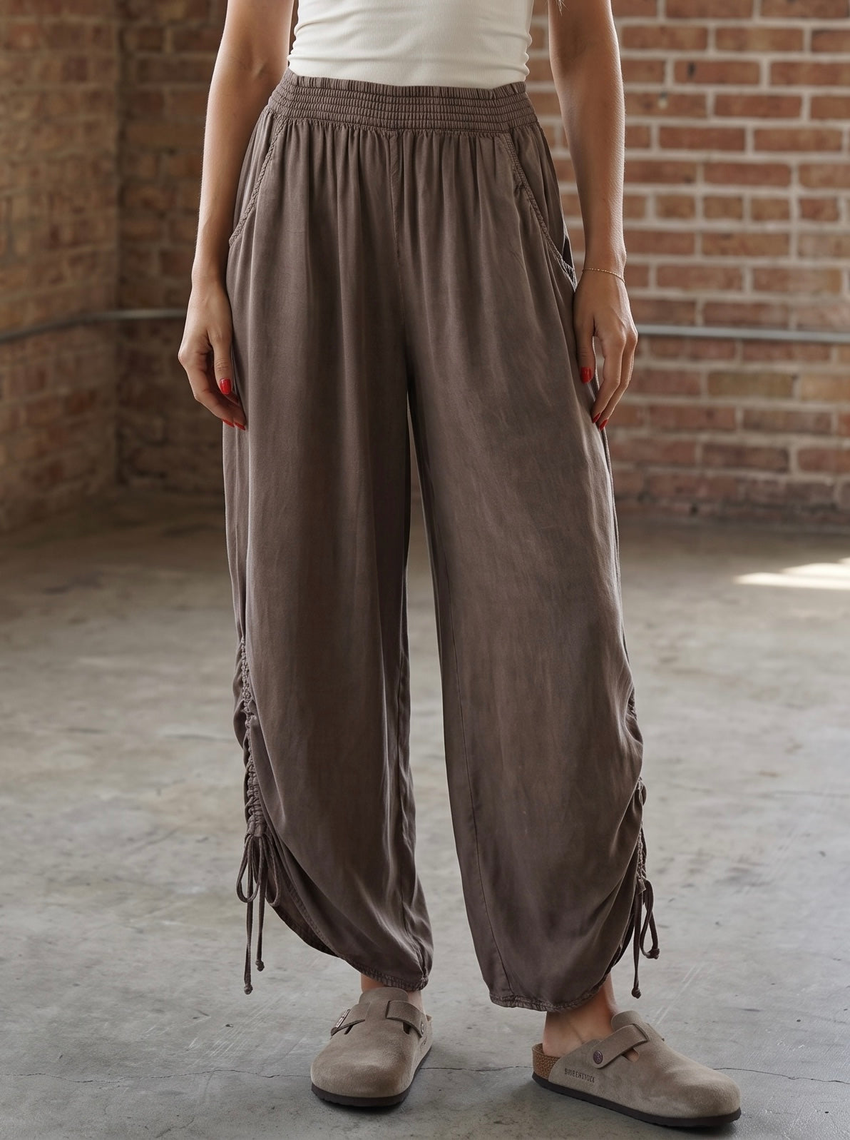 Acid Wash Cinched Pants