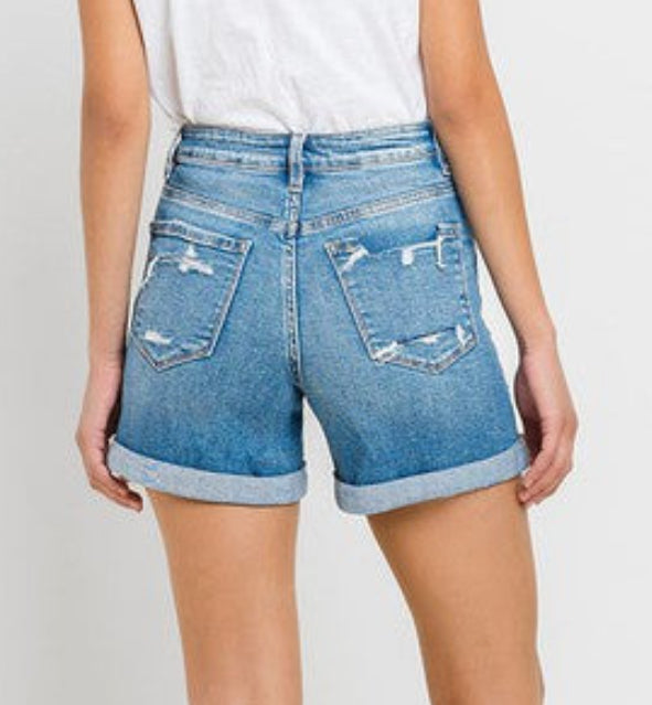 High Rise Double Cuff Shorts