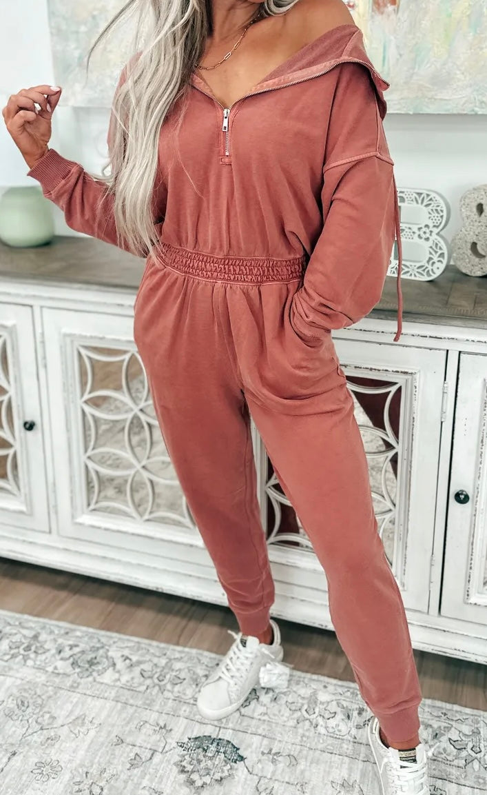 Washed Hoodie Jumpsuit