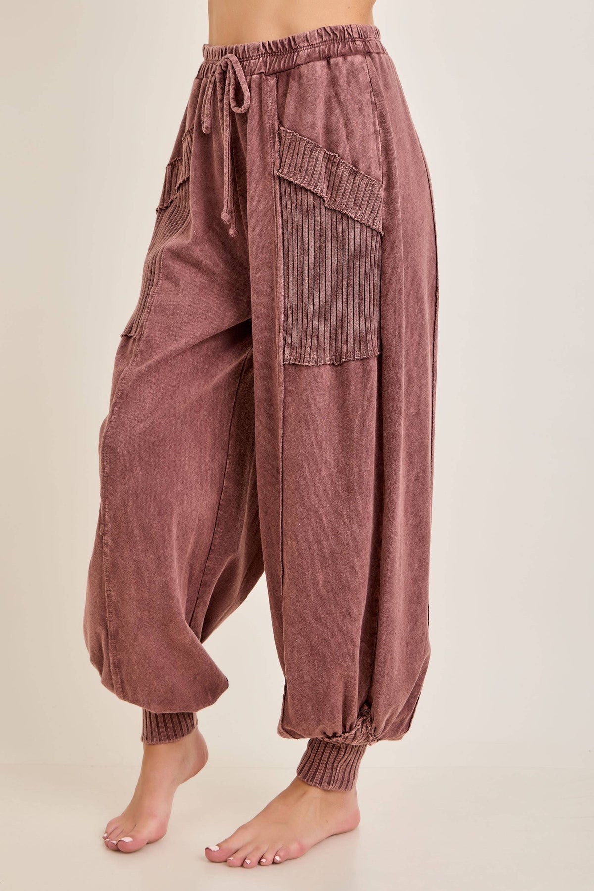 Zen Mineral Washed Ribbed  Baggy Lounge Balloon Pants HP7610