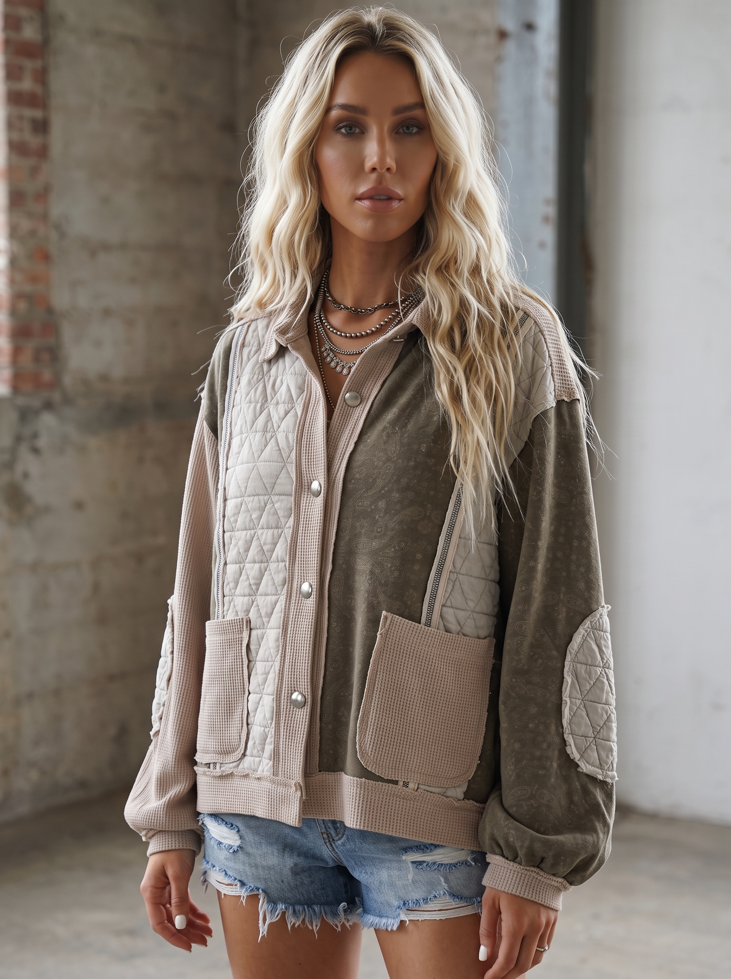 POL Bandana Quilt Shacket
