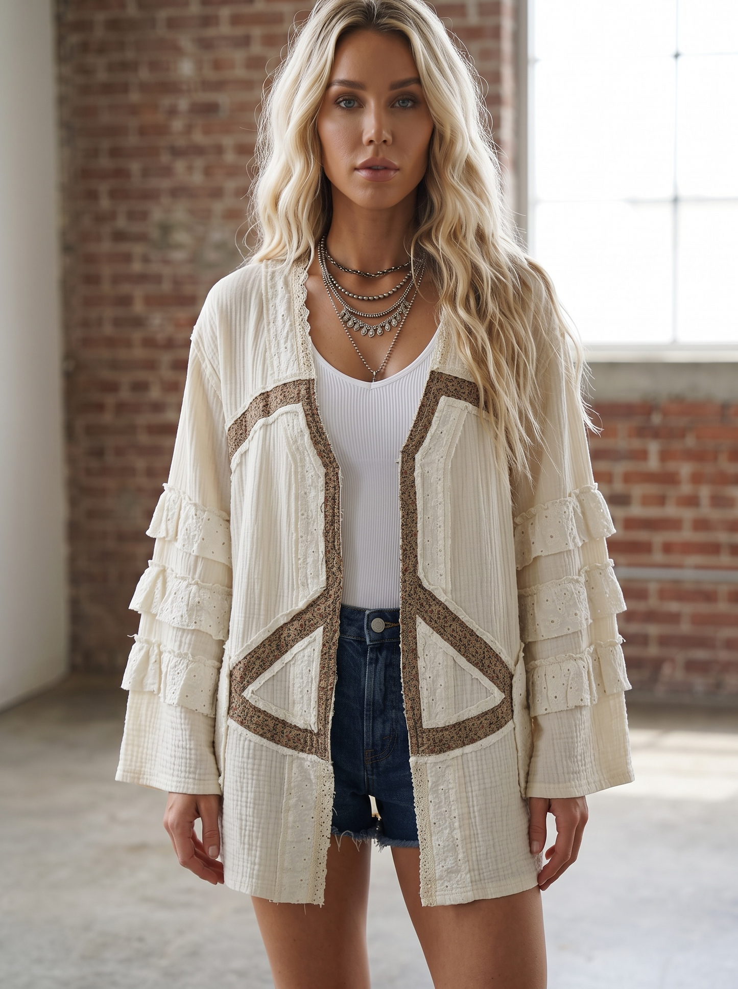 POL Peace Ruffle Cardigan