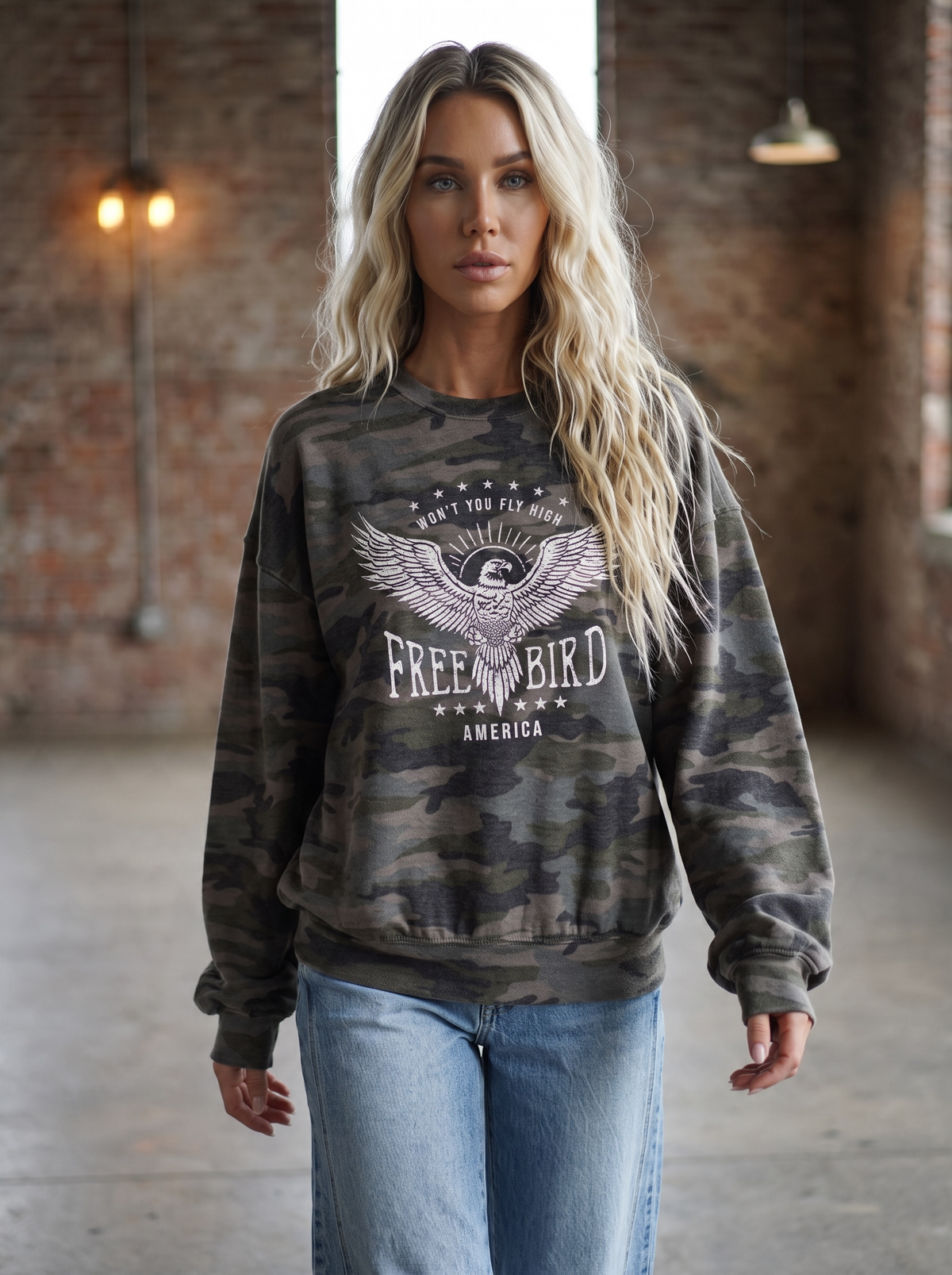 Free Bird Camo Pullover