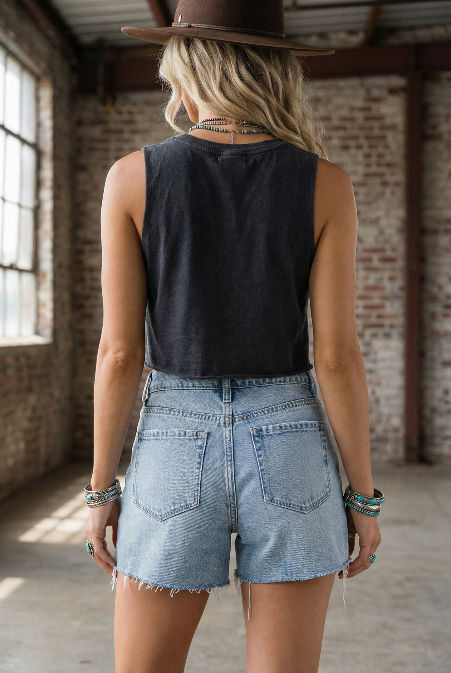 Distressed Hem Jean Shorts