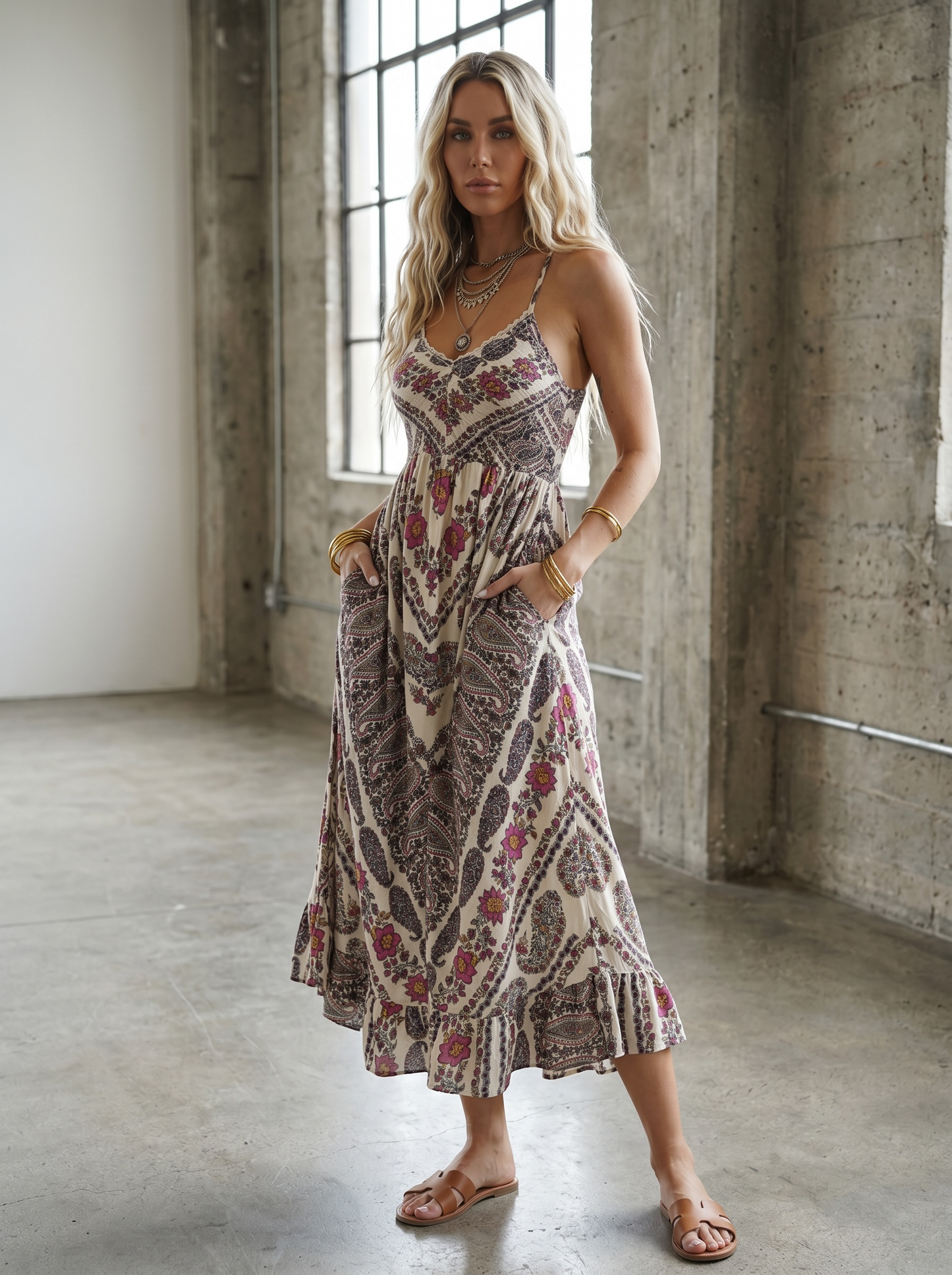 Angie Smocked Print Dress