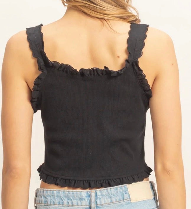 PREORDER - Ruffle Trim Tank
