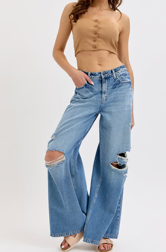 Cello High Rise Wide Leg Jeans