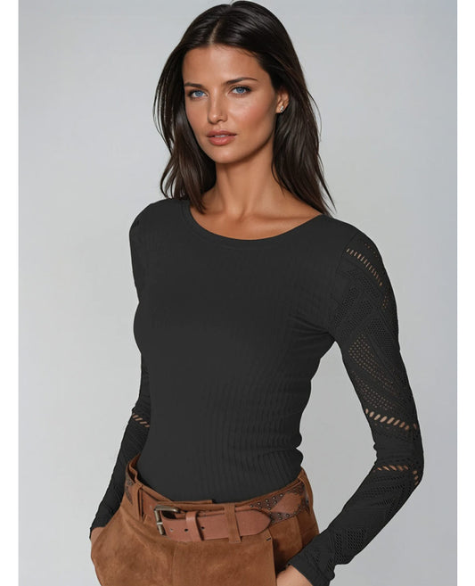 Nikibiki Wide Textured LS Top